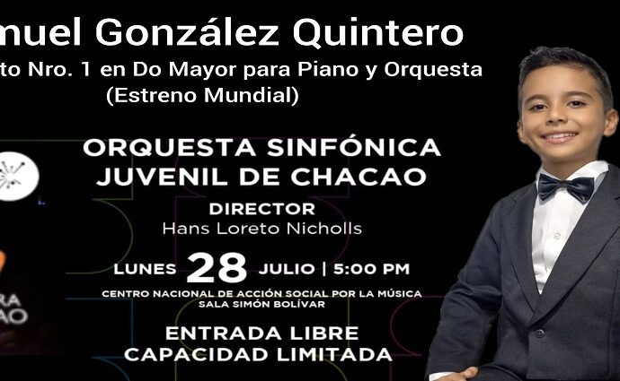 Niño venezolano de 10 años estrenará su obra sinfónica en la sala Simón Bolívar de El Sistema 