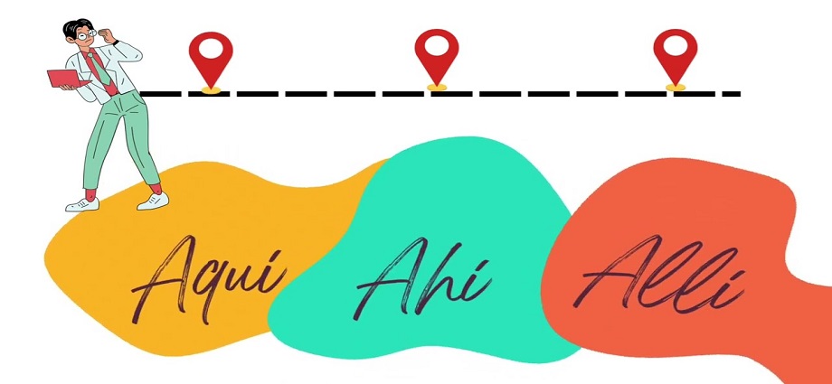 La alcancía de las palabras y sus coroticos: Aquí, ahí y allí