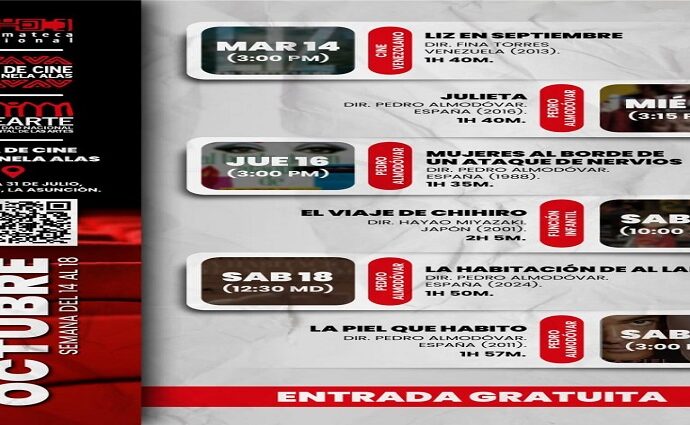 Cinemateca Nacional presenta cartelera especial en La Asunción