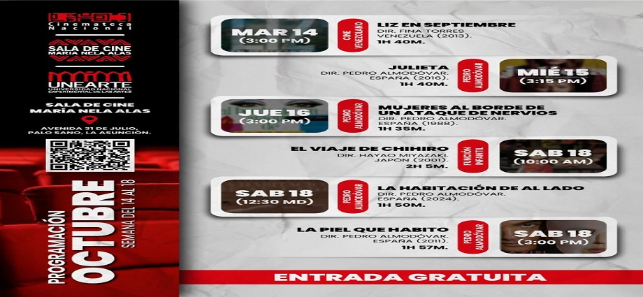 Cinemateca Nacional presenta cartelera especial en La Asunción