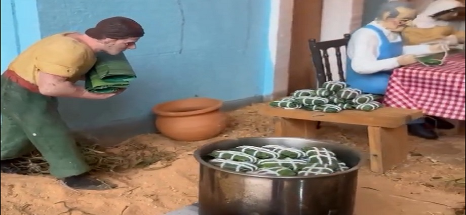 Pesebre con figuras elaborando hallacas causa furor en Valencia