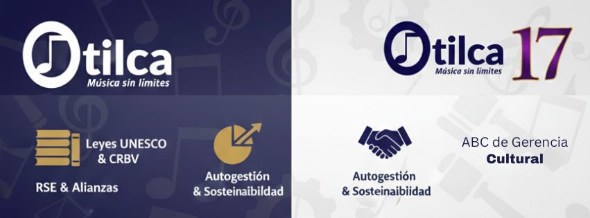 Infografía del ABC de la Gerencia Cultural con logos de Otilca, leyes UNESCO y CRBV, y pilares de autogestión.