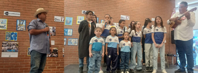 Estudiantes de la UEJE y profesores en la inauguración de la Expo Otilca 17 años en Sambil Margarita.