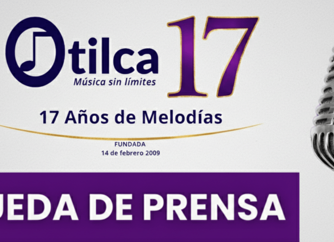 Afiche oficial de la Rueda de Prensa por el 17 aniversario del Grupo Otilca, 20 de febrero a las 10:00 a. m. en la Casa de la Cultura Ramón Vásquez Brito.