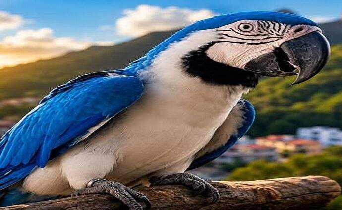 Una guacamaya única sorprende en el cielo de Caracas