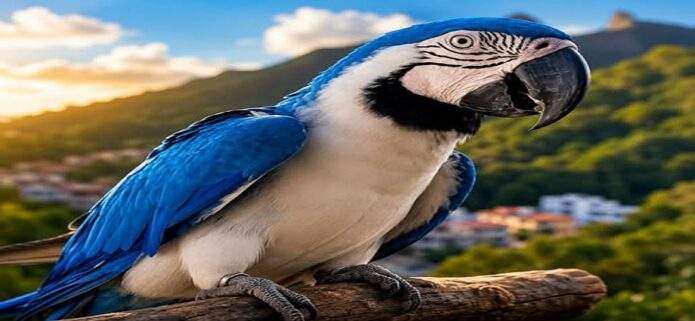 Una guacamaya única sorprende en el cielo de Caracas