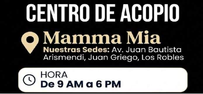 Mamma Mia habilita centros de acopio en Margarita