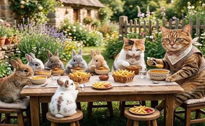 La alcancía de las palabras y sus coroticos: Tío gato llamó a comer a los conejitos y estos salieron «esmachetados»