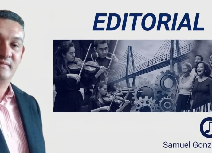 Samuel González Castrillo a la izquierda con texto 'EDITORIAL', collage de músicos y el logo de Otilca a la derecha.
