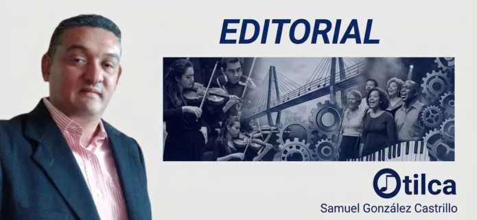 Samuel González Castrillo a la izquierda con texto 'EDITORIAL', collage de músicos y el logo de Otilca a la derecha.