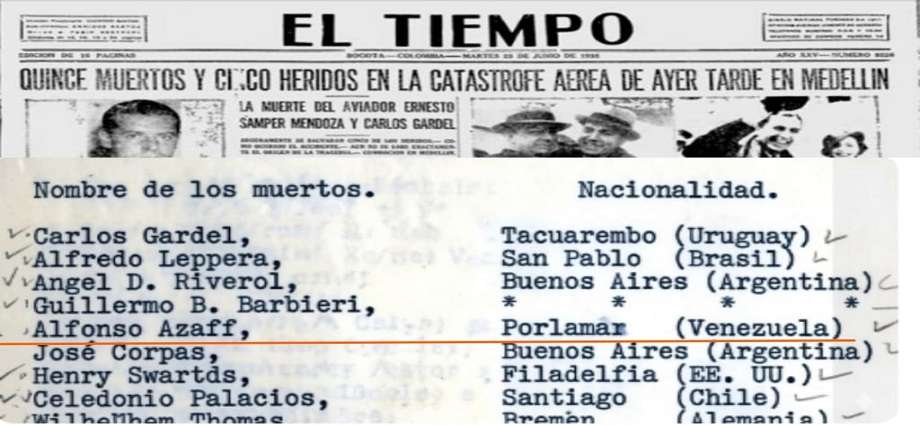 Un margariteño muere con Carlos Gardel