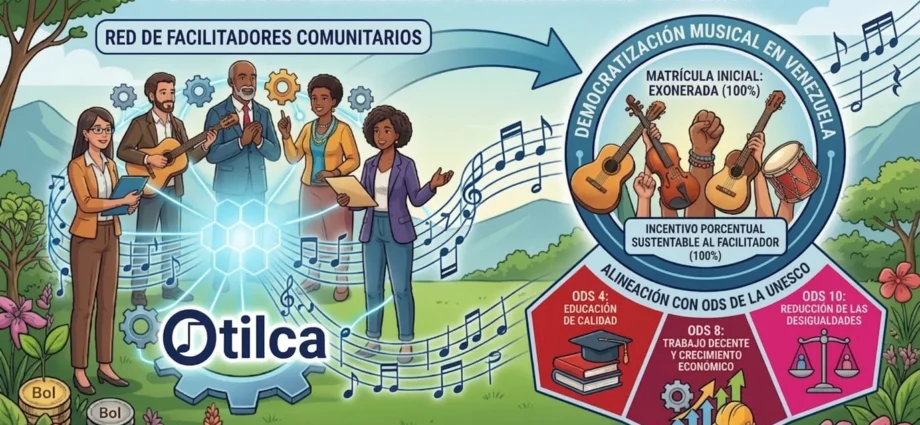 Infografía institucional del Plan de Alianzas Formativas Otilca y su red de facilitadores alineada con los ODS de la UNESCO en Venezuela.