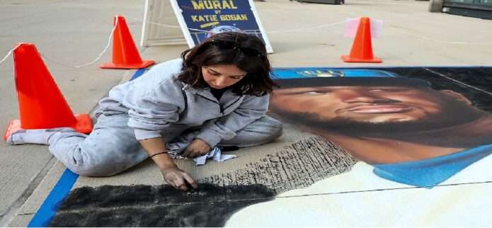 Un espectacular mural de tiza en Milwaukee rinde tributo al venezolano Jackson Chourio